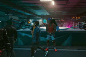 NPCs casually strolling over the boxing ring